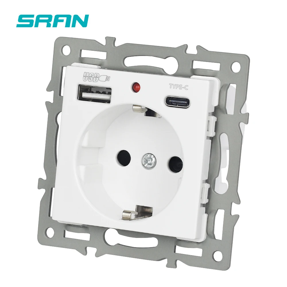 SRAN EU Socket With Usb c Module Accessories With Iron Plate And Iron Claw Suitable For SRAN F Series 82mm Panels
