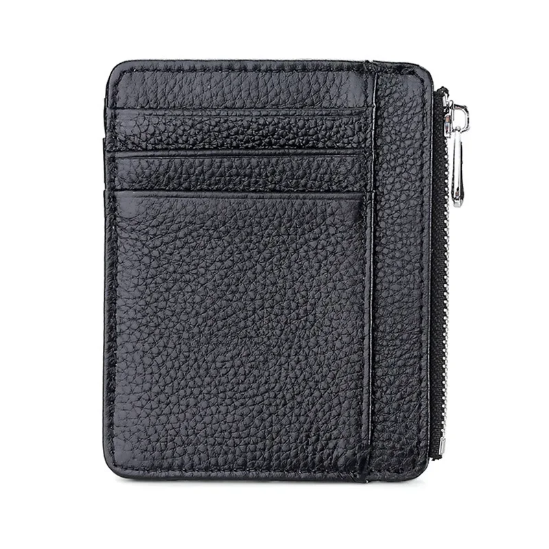 Man Purses Ultra-thin Zipper Mini Business Bank Credit Card Wallet Black Women Small Coin Cards Cover Cardholder Bags