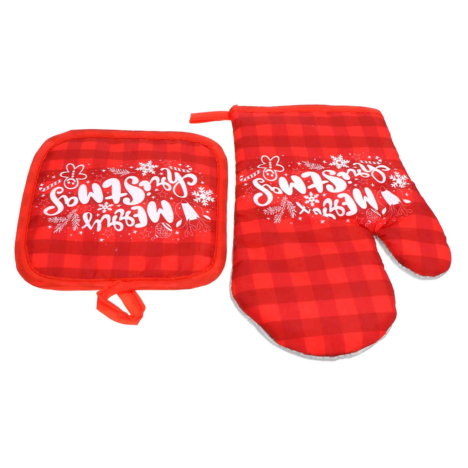 

Christmas Heat Resistant Oven: Xmas Red Plaid Oven Mitts with Insulation Pads Water Thick Mitts 2set for Kitchen Cooking Use