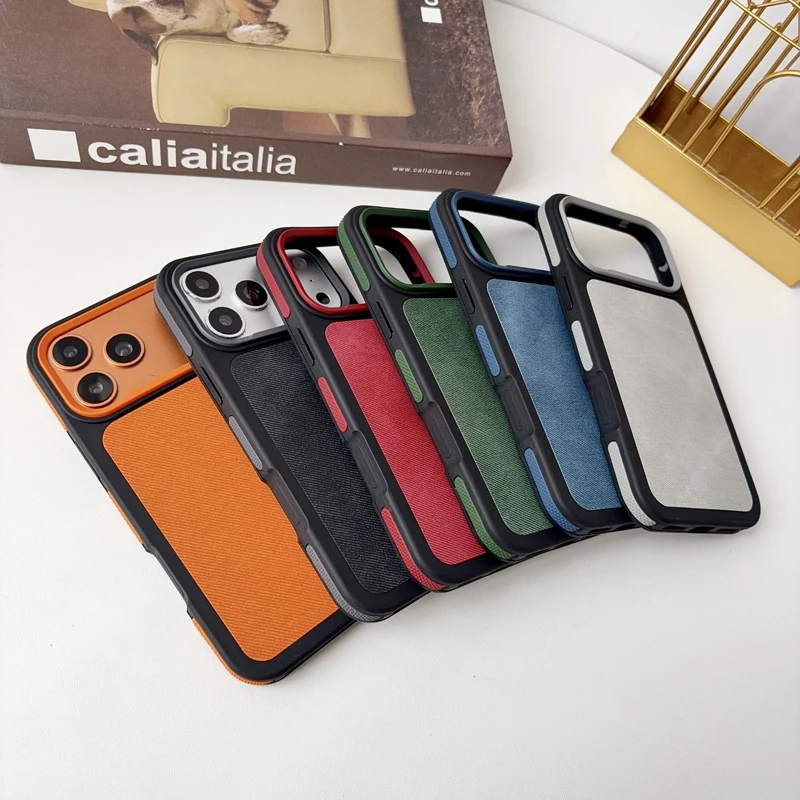 Luxury Retro Denim Texture PU Leather Shockproof Phone Case with Anti-Fingerprint Protection