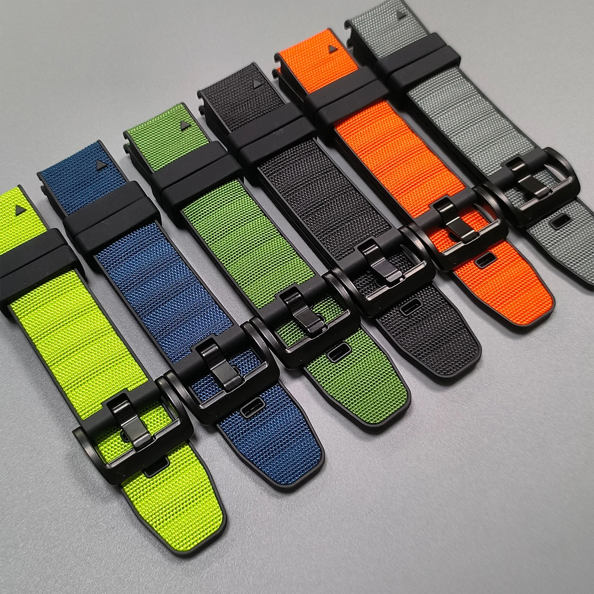 Enhanced Silicone & Nylon Watch Strap - QuickFit 22 26mm Band
