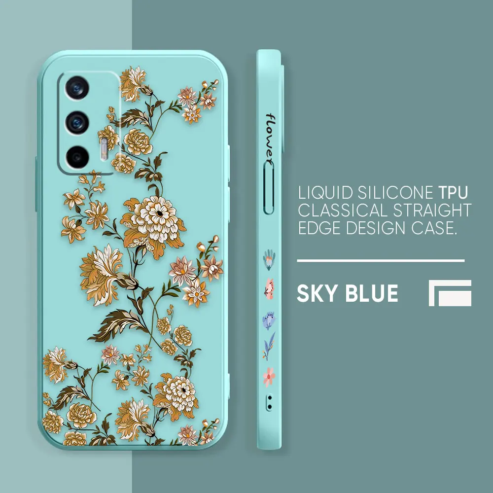 thumbnail image 1 of Case For OPPO Realme 9 8 8I 7 6 5 C21 GT NEO 2 3 5 V15 V25 Colour Simple Liquid Silicone Case The Most Beautiful Flower, 1 of 5