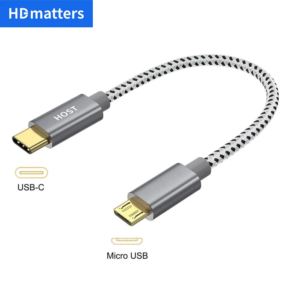 Short Type C USB-C To Micro USB Cable 0.2m USB C to Micro USB OTG