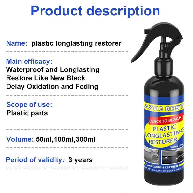 Car Plastic Restorer Back To Black Gloss Car Cleaning Products Plastic Leather Restore Auto Polish And Repair Coating Renovator 6