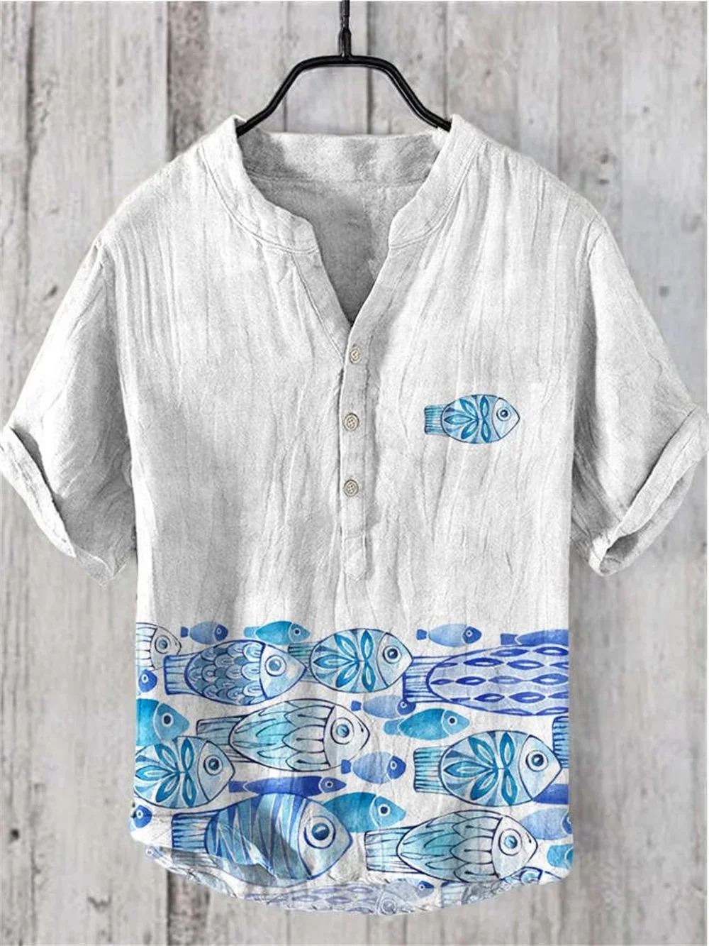 Men Women New Linen Short Sleeved 3D Printed Frog Pattern Pullover Hawaii Beach Shirt