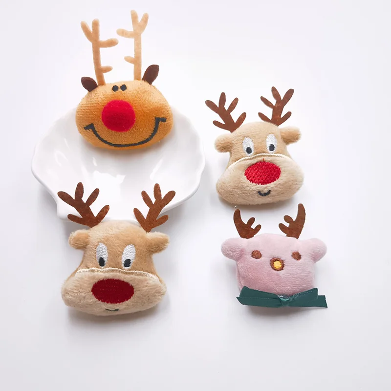 10PCS/Lot cartoon chrismas deer Padded Applique Crafts for Children Headwear Hair clip Accessorie and Garment Accessoires