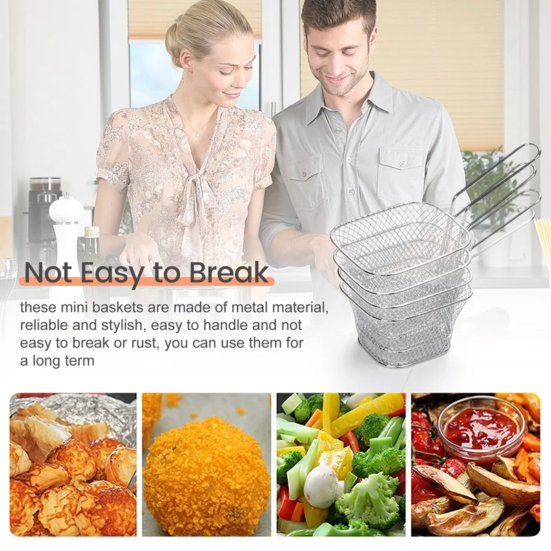 ABXF-Fry Basket French Fry Holder Chip Mini Basket Food Baskets For Serving Reusable Fries Holder Deep Fryer For Home