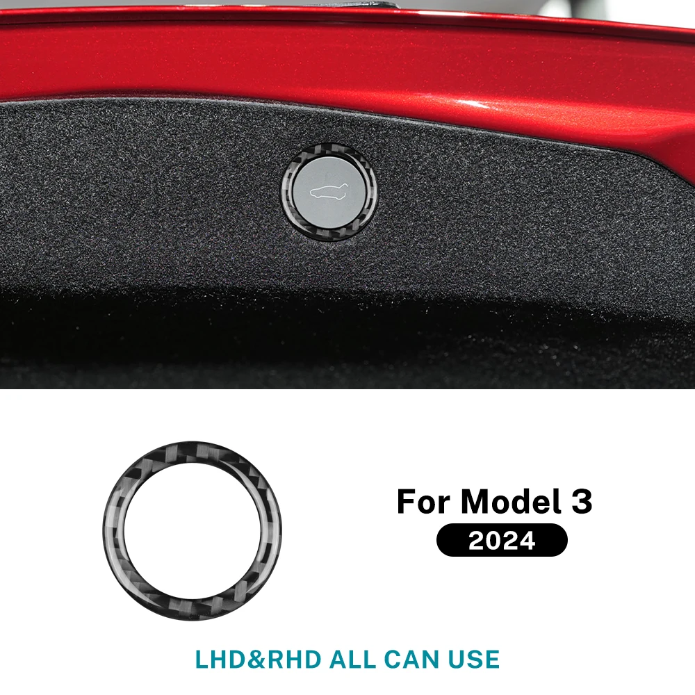 Autocollant Fibre De Carbone Souple Pour Bouton De Coffre Tesla Model Y Juniper 2025-2026 - Protection Anti-rayures - Rouge Carbone