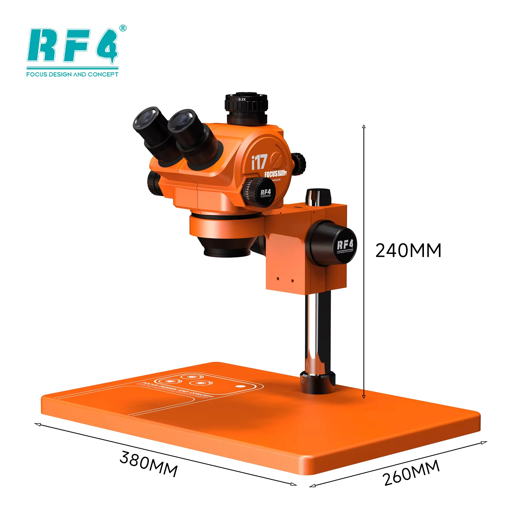 RF4 삼안 실체 현미경 7X-50X 연속 줌 대형 베이스 전문가용 i17 (휴대폰 납땜 PCB 수리 도구)
