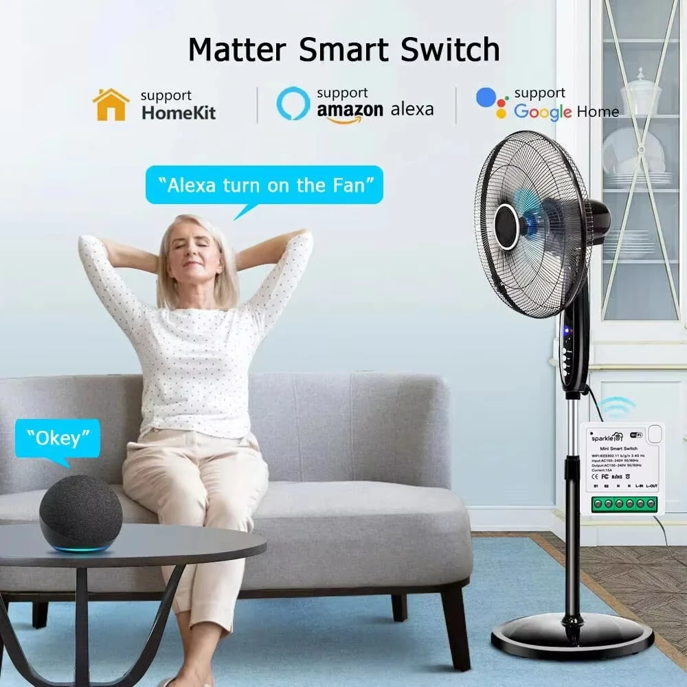Matter WIFI Smart Switch Relay Smart Breaker Voice Control Homekit Siri 1 CH Module Automation Alexa Google Home