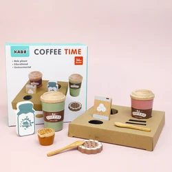 Children's Wooden Coffee Play Set - Pretend Kitchen Accessories & Educational Toy Gift (NB280C1)
