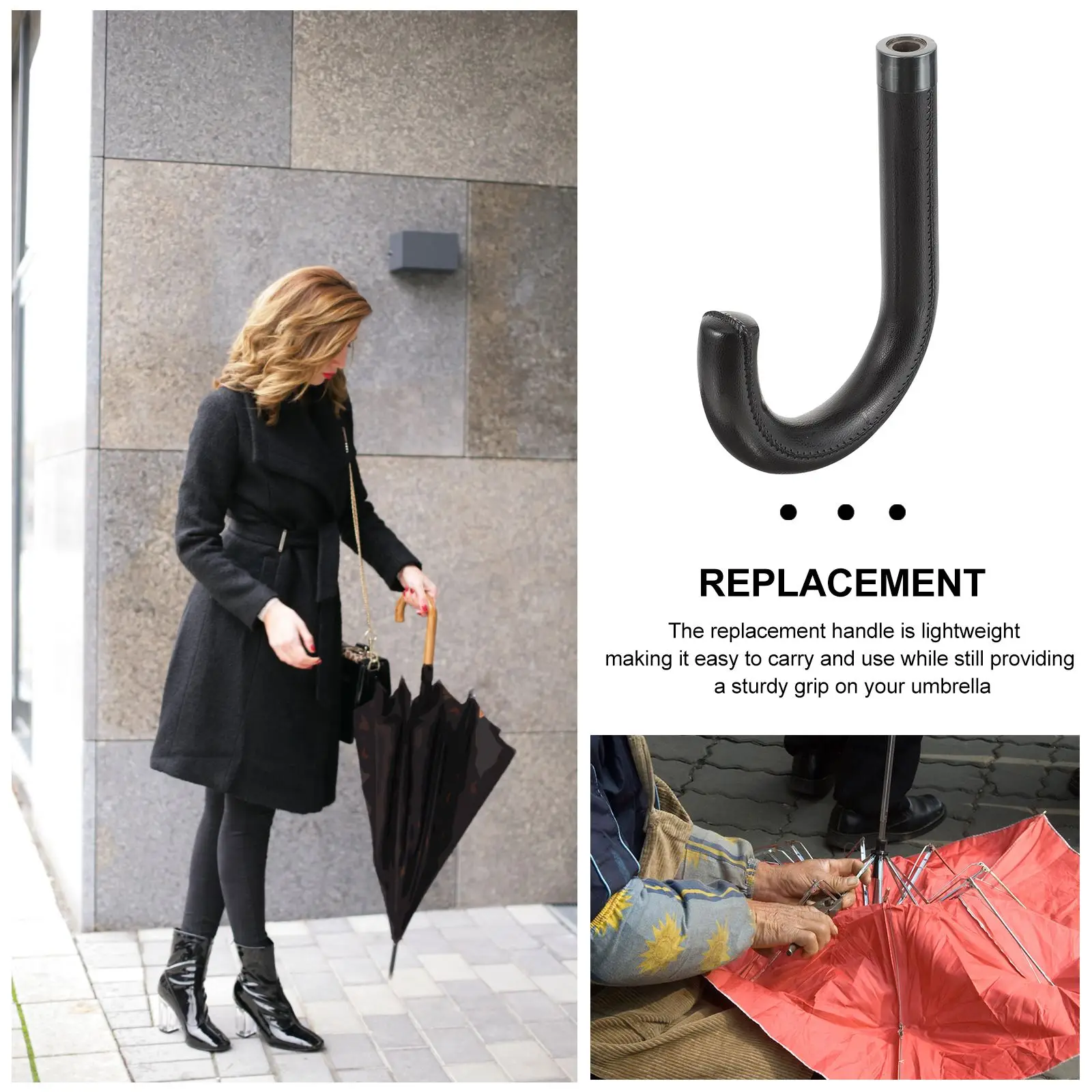 Poignée De Parapluie De Remplacement – Rotative Argentée – Pour Patio, Voyage