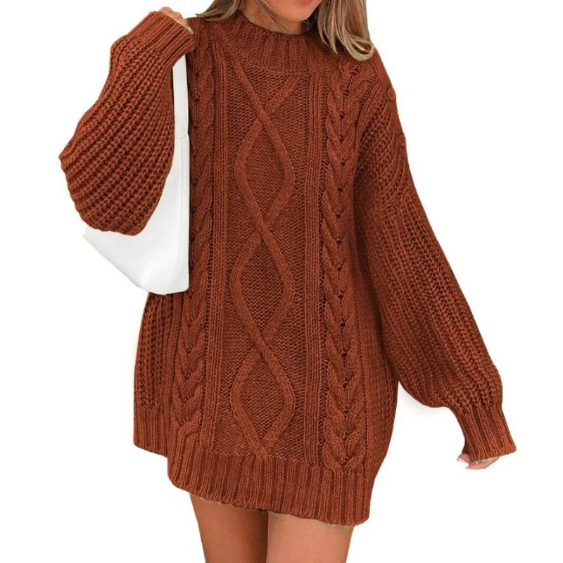 

Leisure Round Neck Knitted Sweater for Women's Fashion Twisted Flower Long Sleeved Loose Fitting Pullover 2024