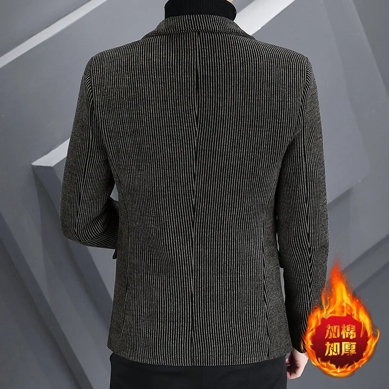 ARC Blazer Autumn/Winter Golden Sable Velvet and Cotton Thickened Thermal Small Suit Fashion Business Men's Slim Blazer 6