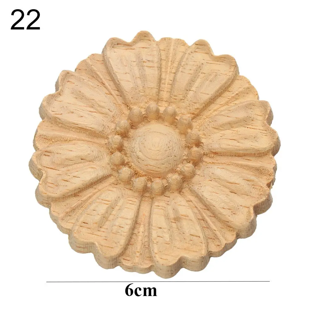 Natural Floral Carved Wooden Decorative Figurine Craft Frame and Corner Applique