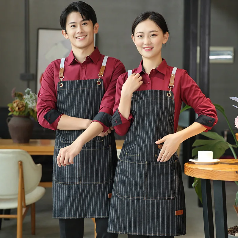 C829 Milk Tea Shop Apron Nail Enhancement Catering Work Clothes Women Hanging Neck Apron Painting Manicure Wear