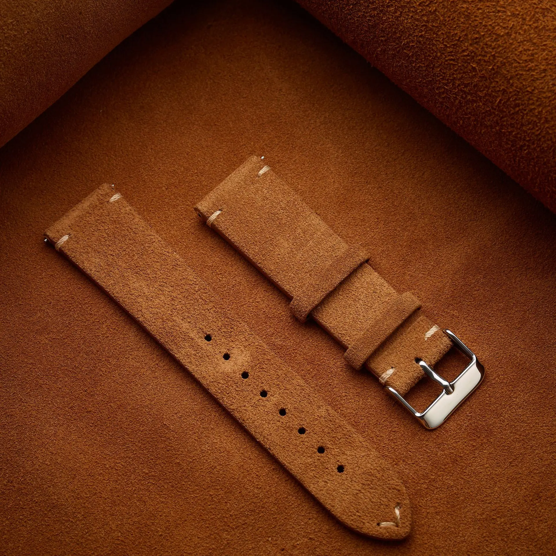 Vintage Handmade Suede Leather Quick Release Watch Strap