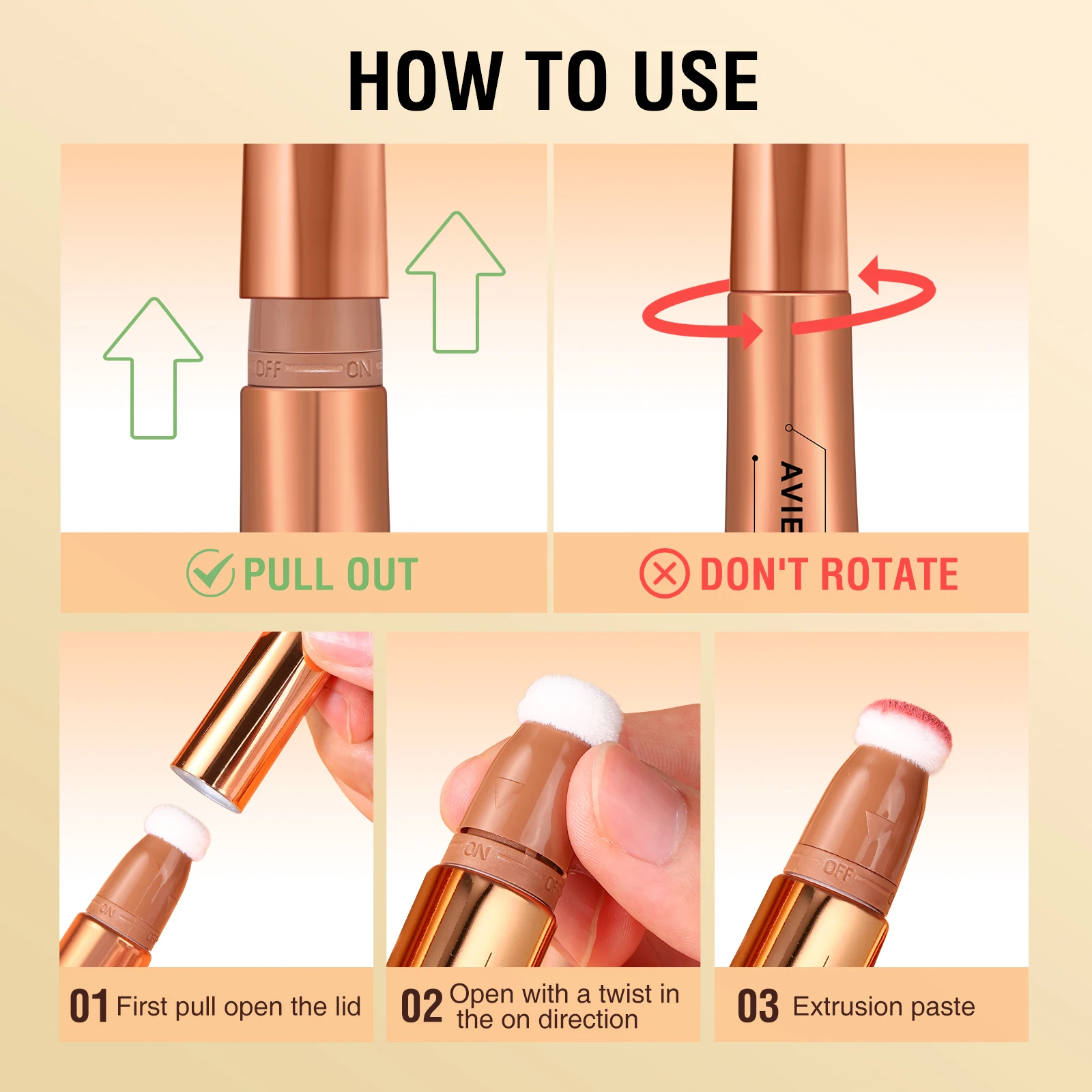 3-in-1 Cream Makeup Highlight Contour Conceal 0.63oz/1pc
