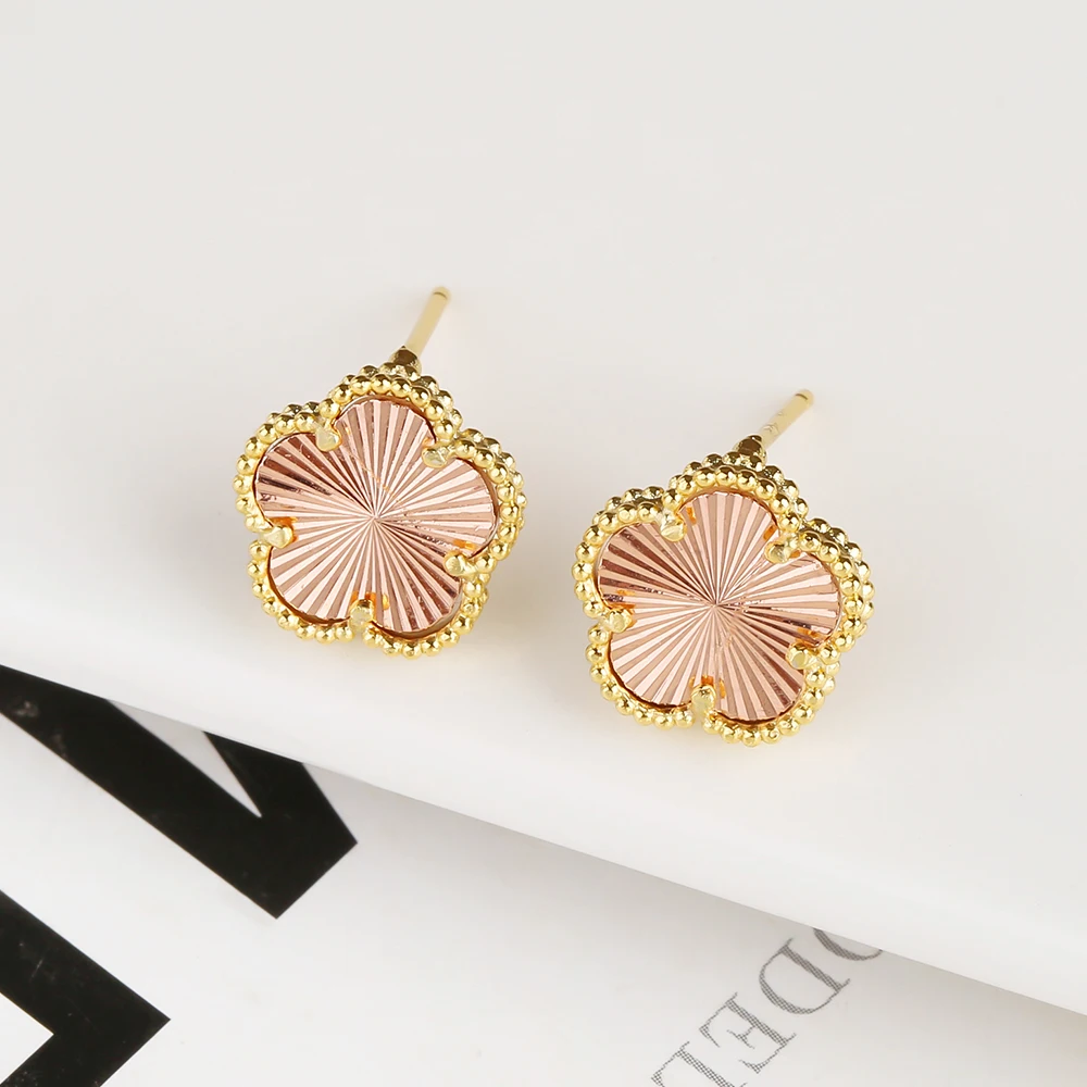 Simple Shell Earrings 18K Gold Plated Double Sided Jewelry Accessories for Women Cute Gift Creativity High Quality Clover