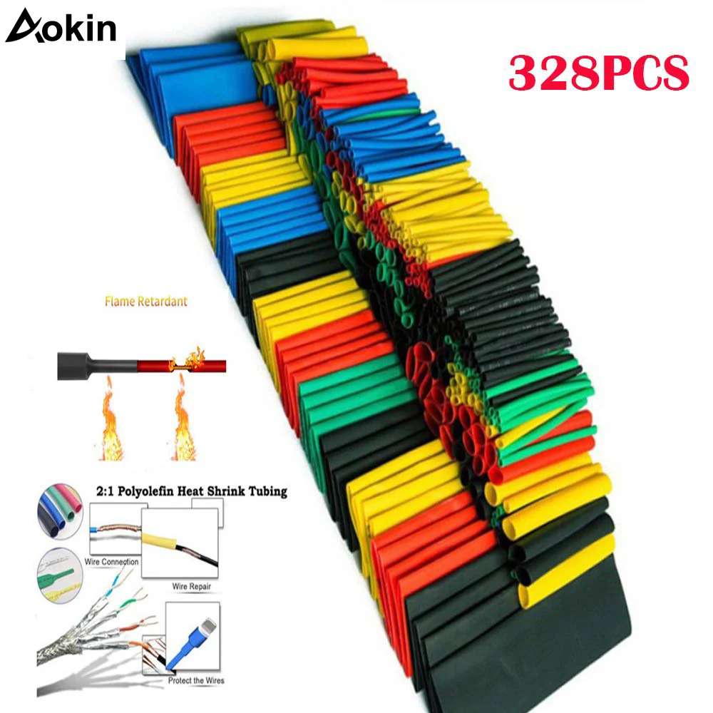127-400pcs Heat Shrink Wrapping Kit Heat Shrink Tube Assorted Pack Wire Cable Insulation Sleeve Set Thermoresistant Tube heat shrink tubing