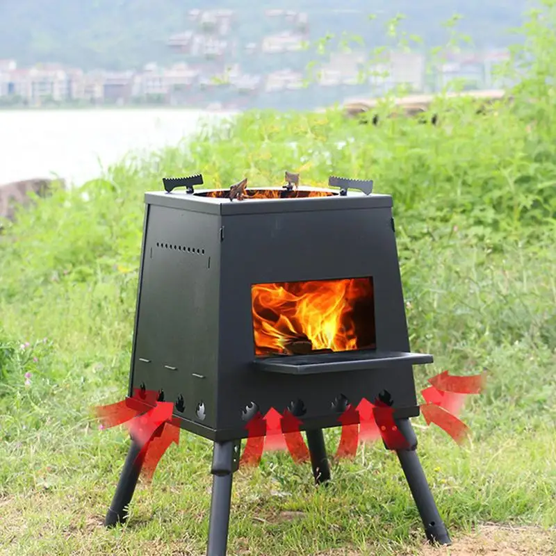 

universal Light Weight Outdoor Camping Wood Stove Folding Portable Wood Stove Picnic Wood Stove Detachable Grill For Picnic