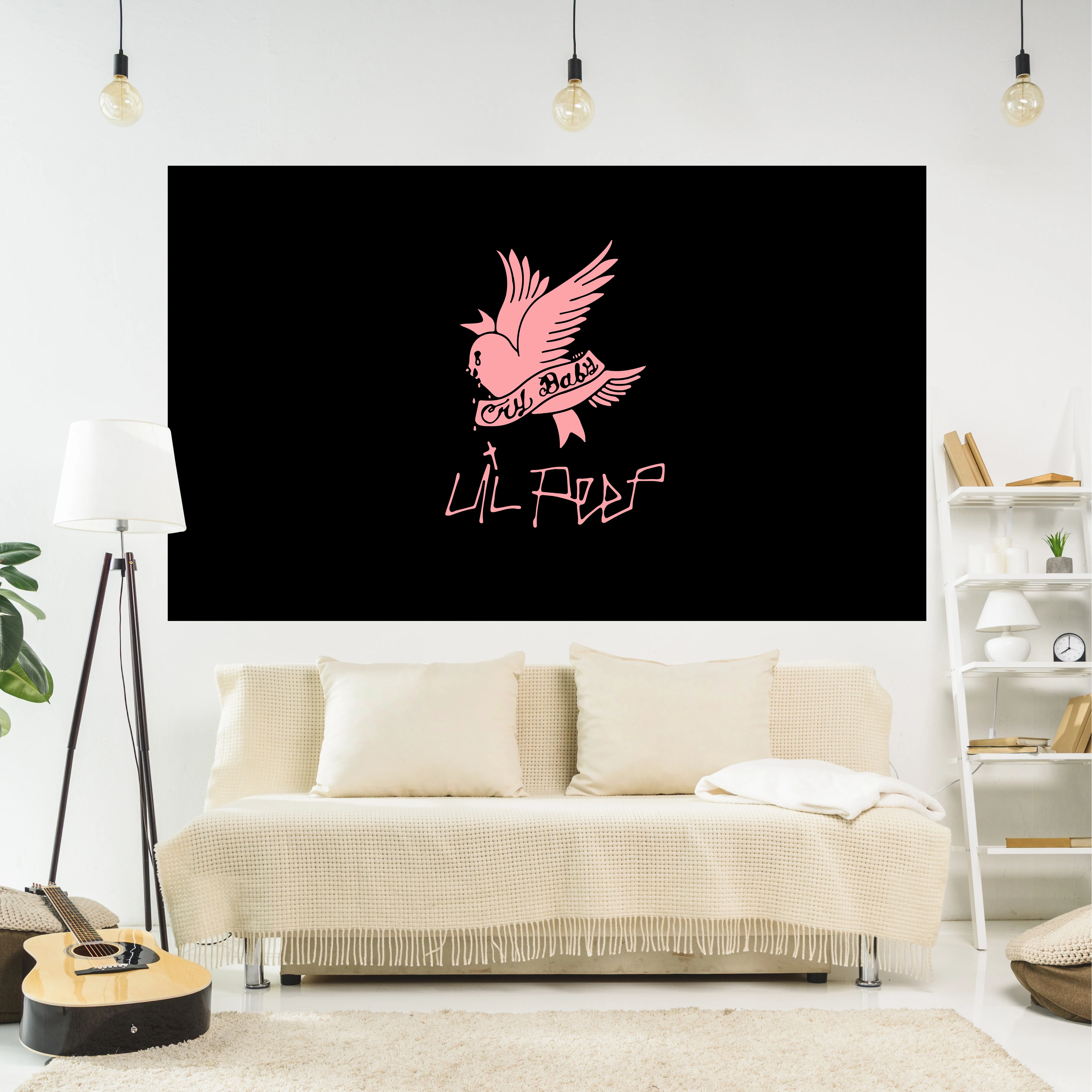 Tapestry Decor Lil Peep Tapestry Black Hippie Witchcraft Printed Dormitory Or Room Decor Wall Hanging Carpets Party Backdrop Sofa Blanket