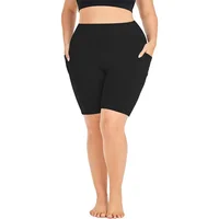 Women's High-Waisted Yoga Shorts Plus Size Workout Leggings with Dual Pockets Stretch European Style Activewear for Gym & Casual - Image 6