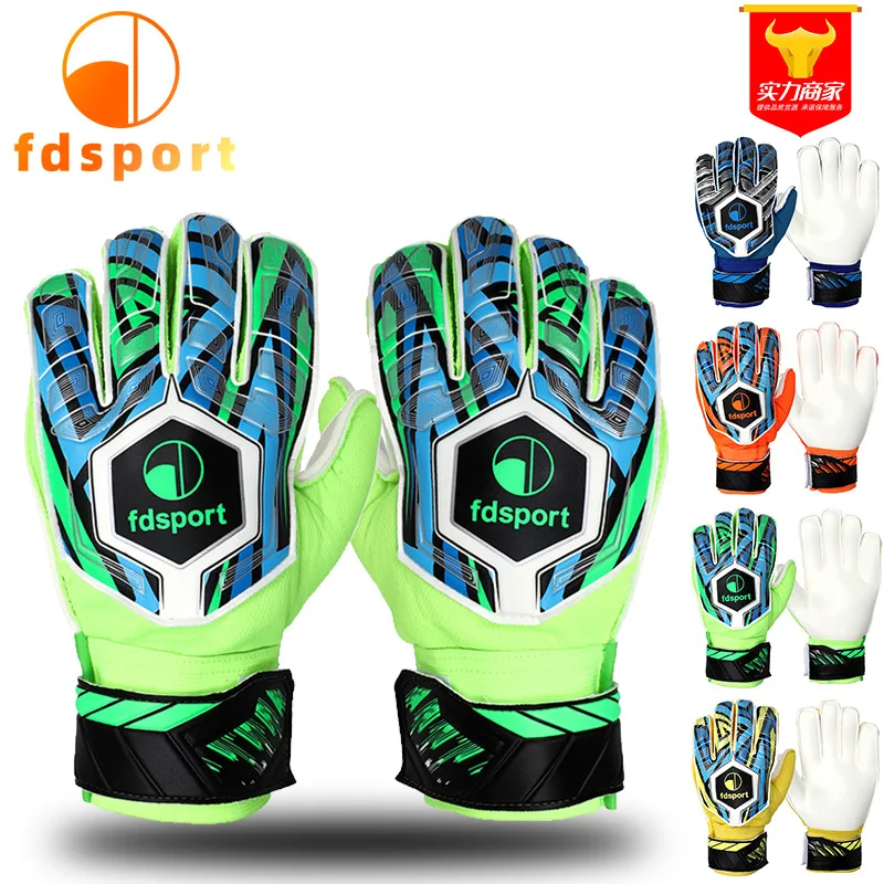 

FDsports Football goalkeeper gloves size 5~10 anti-skid children latex finger-protection goalkeeper game equipment soccer gloves