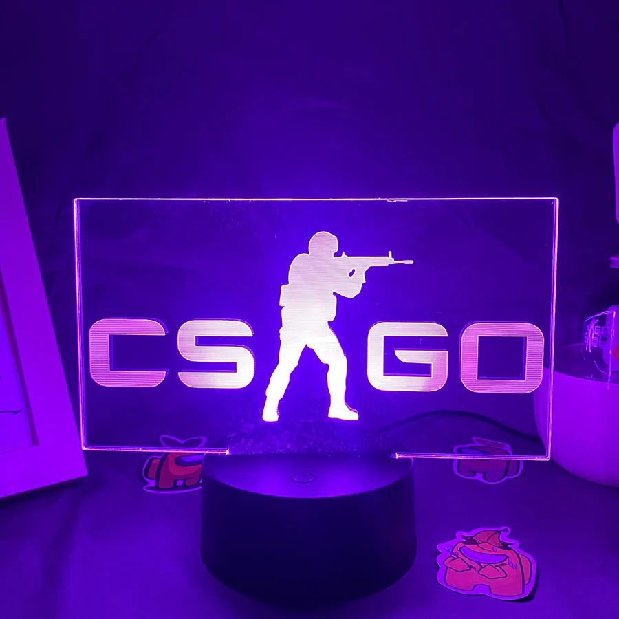 CS GO Game Counter Strike 3D Night Lights Picture Lava Lamp Led USB Battery RGB Neon Gift Bedroom Table Desk Decoration For Home