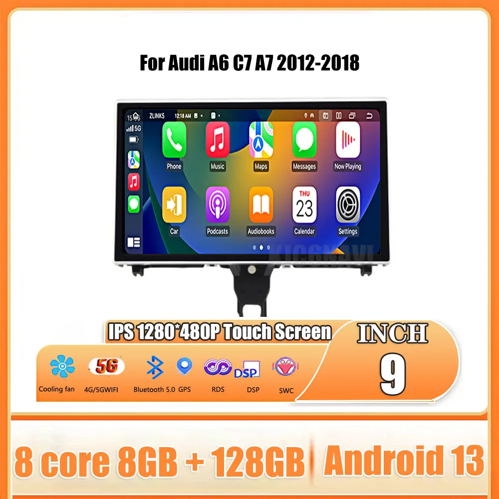 9 Pollici Android 13 Touch Screen Ips Per Audi A6 C7 A7 2012-2018 Auto Carplay Monitor Stereo Speacker Radio Multimedia Player
