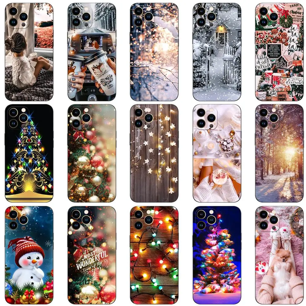 Per Iphone 13 Custodia Per Iphone 13 Mini Iphone 13 Pro Max Custodia Iphone 13 Iphone 13Pro 13Pro Custodia In Tpu Nero Inverno Ragazza Di Natale