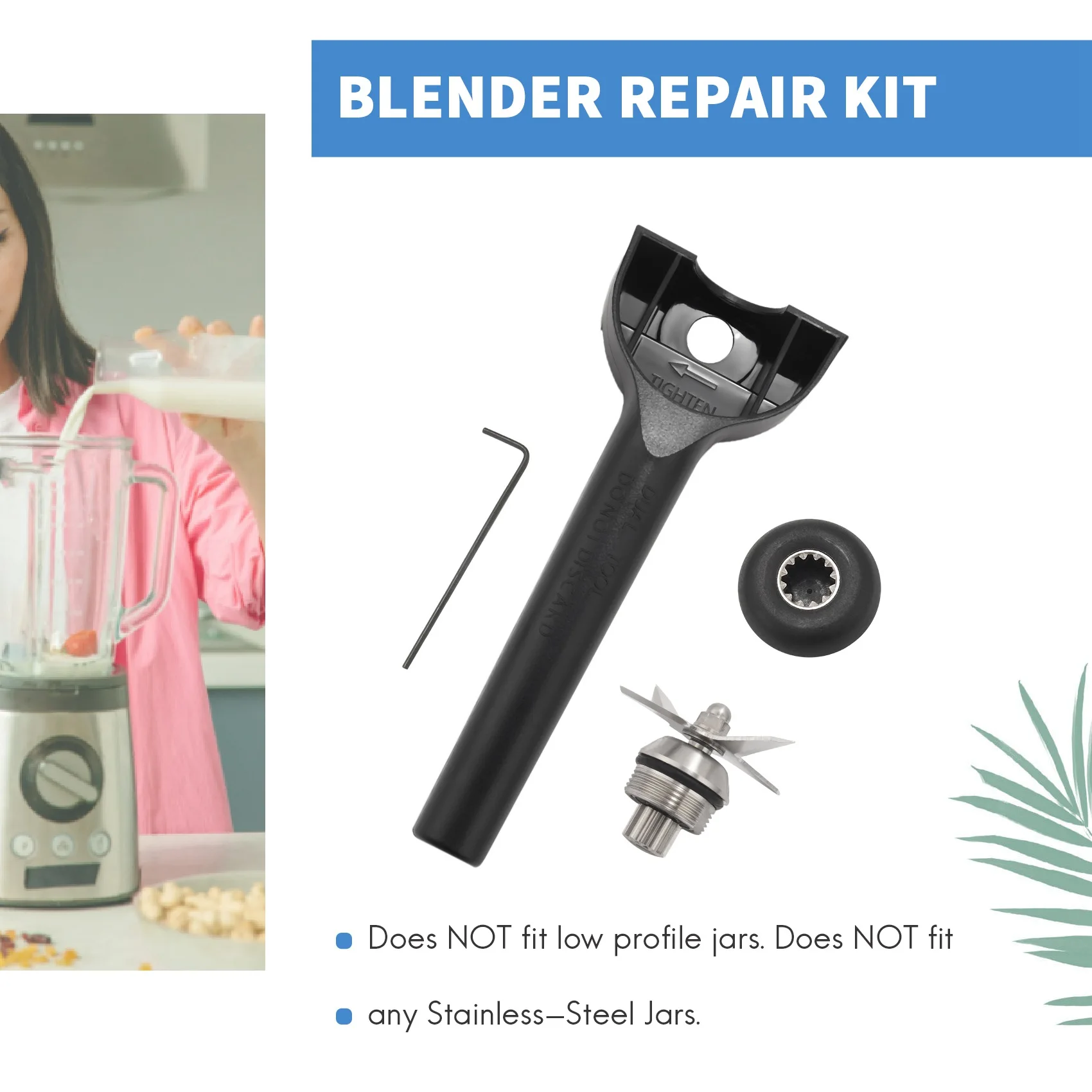 

Blender Blade Repair Kit Removal Tool, Drive Socket With Gasket for Vitamix 5200 Series 64 48 32OZ