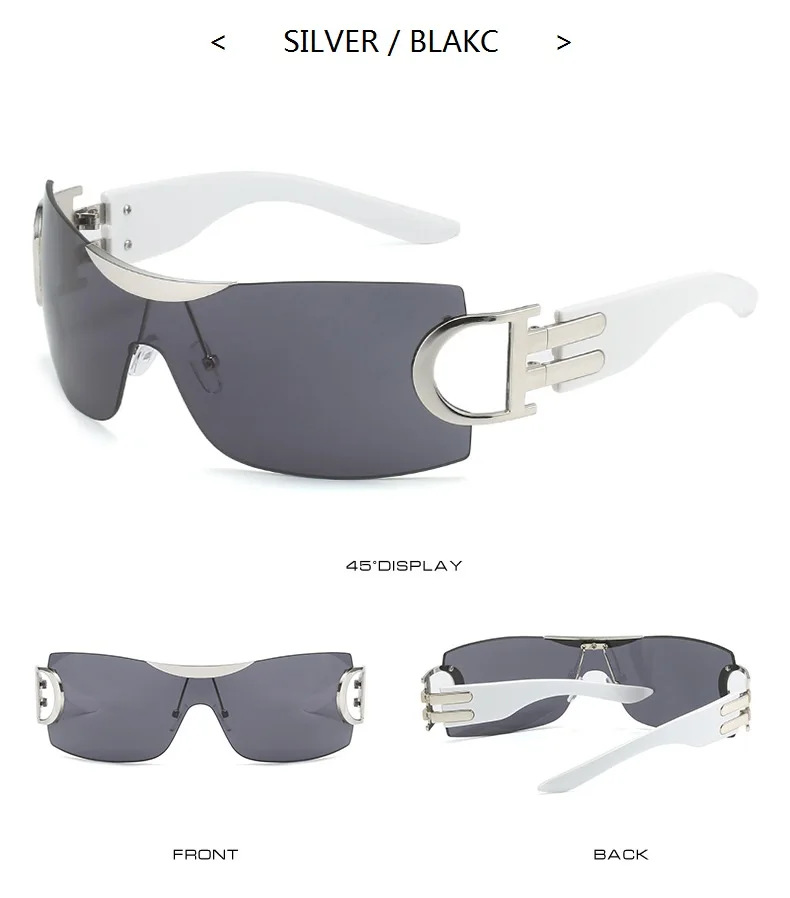 Trendige Y2k-Sonnenbrillen für Damen und Herren, Übergroße Designer-Marken-Fahrradbrillen, 2000er-Jahre-Einteiler-Sonnenbrillen, Gafas Eyewear – Detail 9