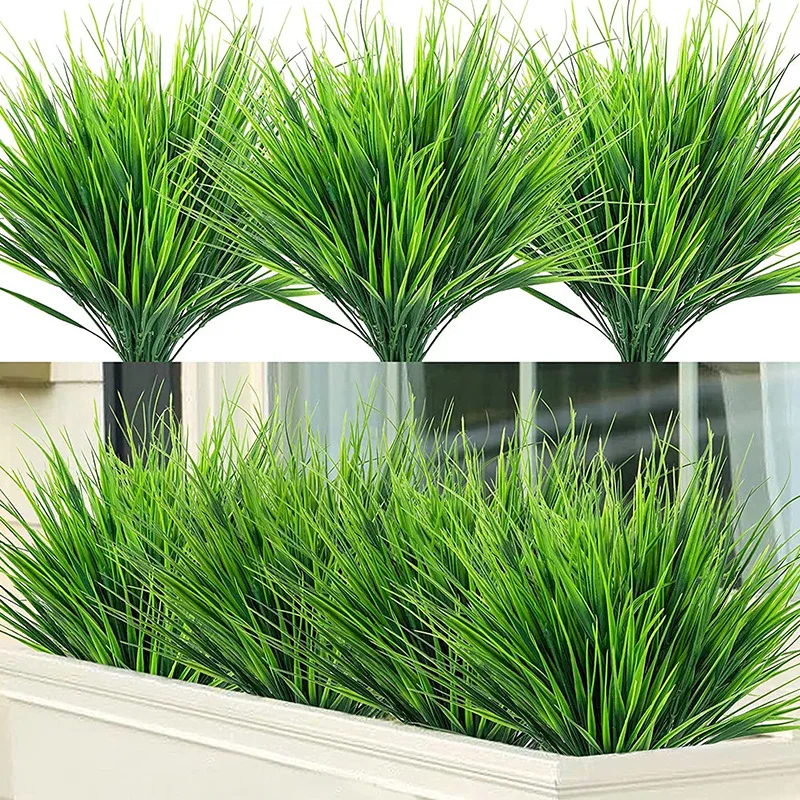7 Forks Artificial Plants Green Grass Plastic Plant Artificial Grass
