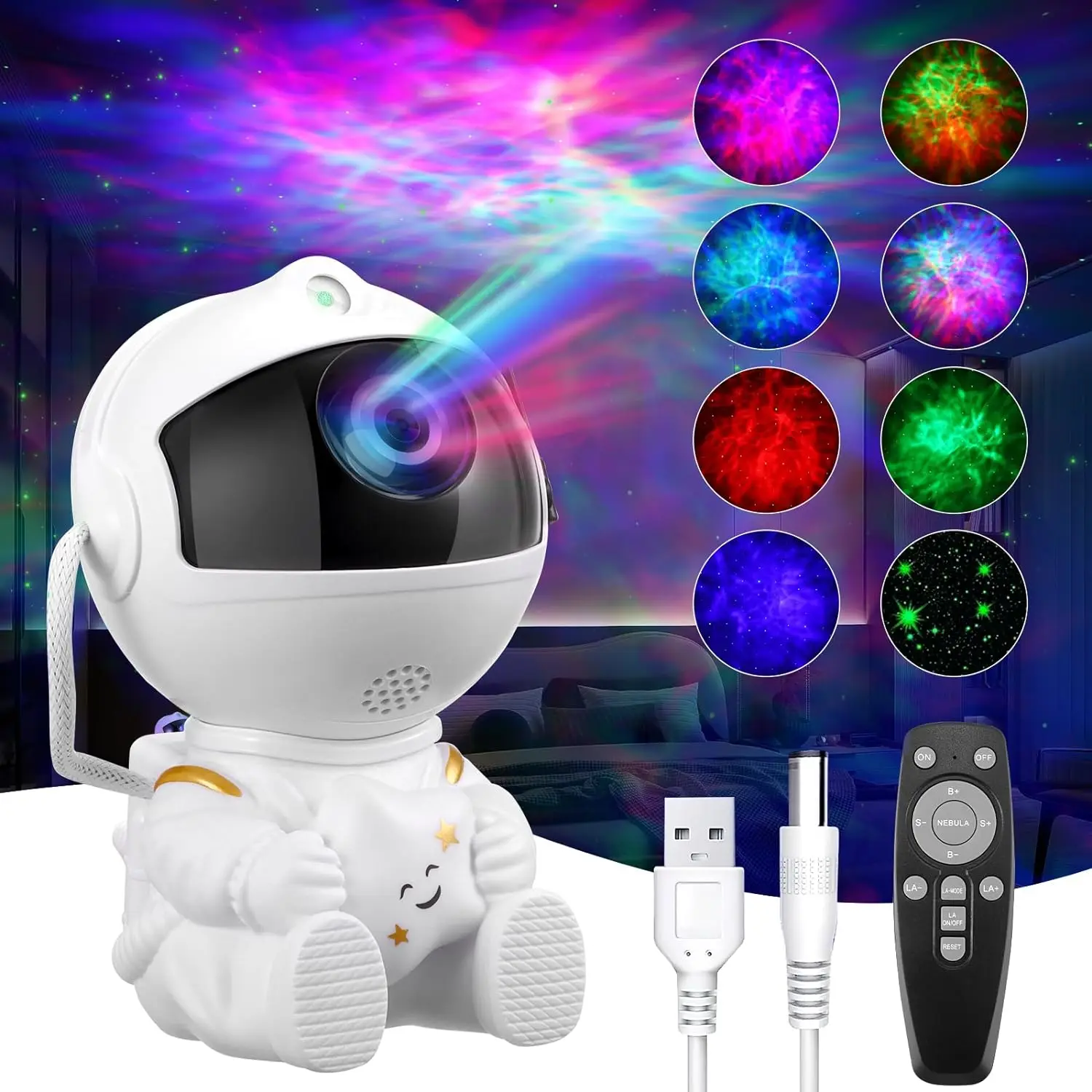 Galaxy Star Projector Led Night Light Starry Sky Astronaut Porjectors Lampada Per La Decorazione Domestica Camera Da Letto Room Decor Regali Per Bambi