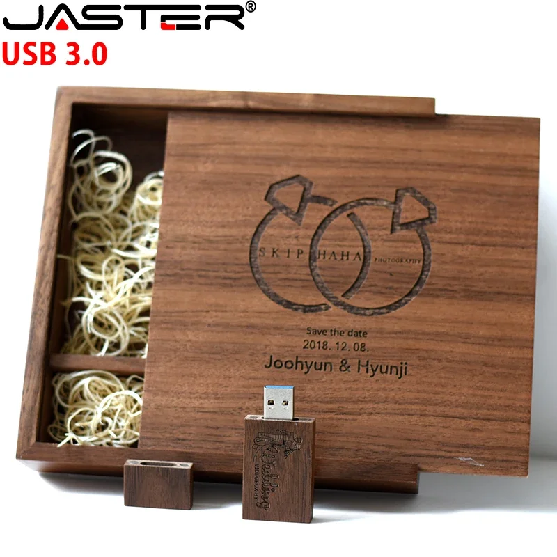 Maple Madeira Photo Album Box Pen Drive Logotipo Personalizado Gratuito Usb Flash Drives Fotografia Stick Usb 3.0 128gb 170x170x35 mm Pcs por Lote - Imagem 4