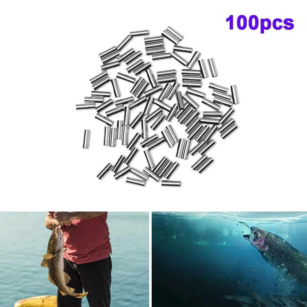 100pcs Round Copper Fishing Tube Fishing Wire Pipe Crimp Sleeves Connector  Fishing Line Accessories Tool - AliExpress