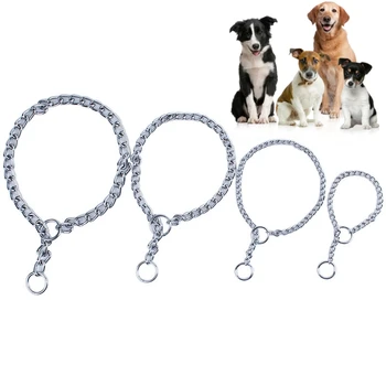 Coleira de corrente deslizante de aço inoxidável, 4 tamanhos, para cães, acessórios ajustáveis para animais de estimação, coleira para cães pequenos, médios e grandes, coleira pitpull 1