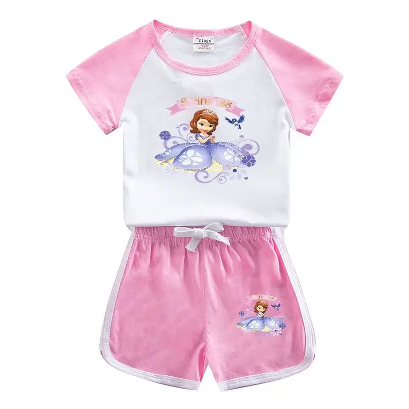 Summer Cartoon Princess Sofia Baby Girls Clothes Sets Short Sleeve T Shirt+Pant Shorts 2Pcs Set Kids Clothing Sport Suit Pajama