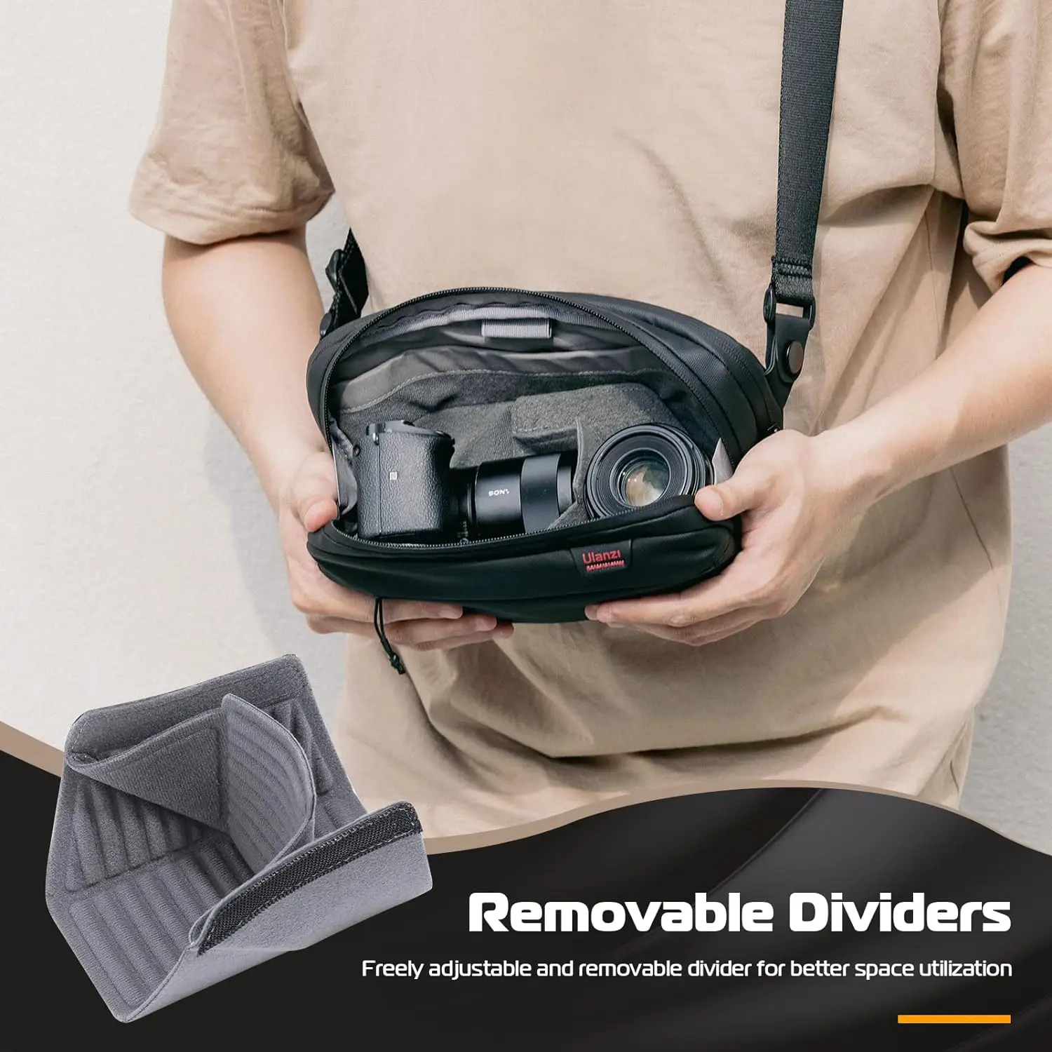 Ulanzi BP08 TEAKER Travel Chest Bag Multi-compartment Storage Bags Waterproof Messenger Pack with Double Zipper Pull