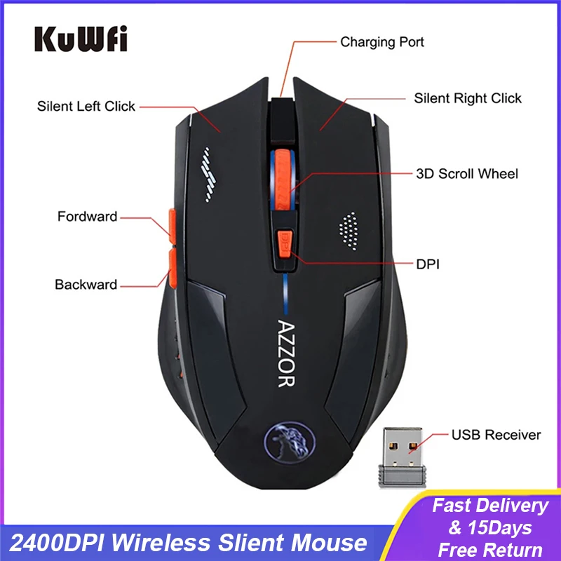 sanar pala Locura 2400DPI Gaming Wireless Mouse Slient Button Computer Mouse Built-in Lithium  Battery 2.4G Optical Engine Mouse For PC/Laptop _ - AliExpress Mobile