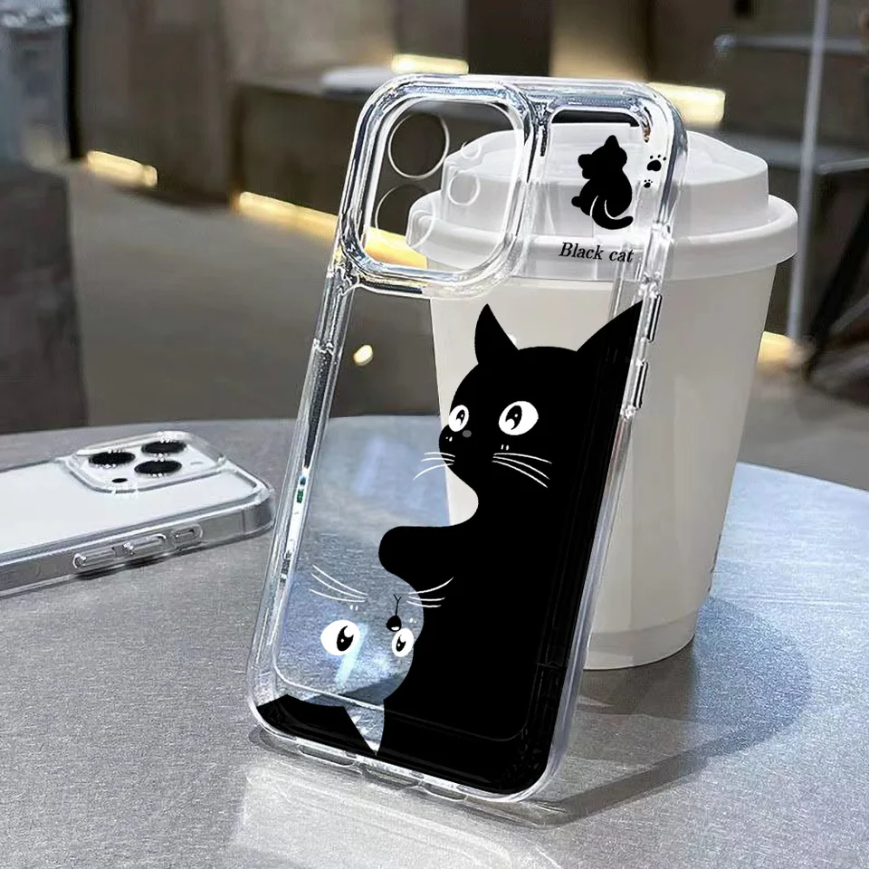 Shockproof Cartoon Phone Case Cute Cartoon Cat Phone Case For IPhone 17 Pro   Soft Silicone Shockproof Case For Women & Girls (Brown)