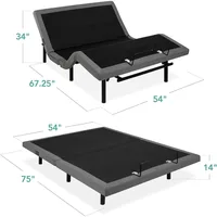 Adjustable Bed Frame, Electric Base w/Wireless Remote Control, Nightlight, Massager, 2 USB Ports, Bed Frames 2