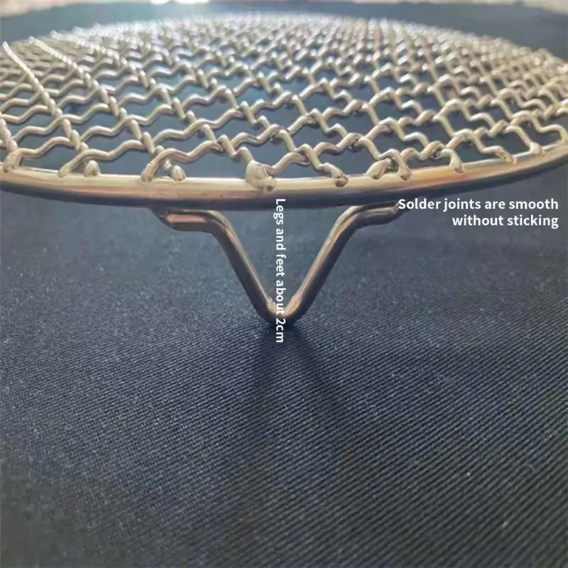Stainless Steel Grill Net Leg Round Bacon Net Multi-function Rust Proof Non Stick Grill Grille Air Frying bbq grill mesh stainless steel grill net