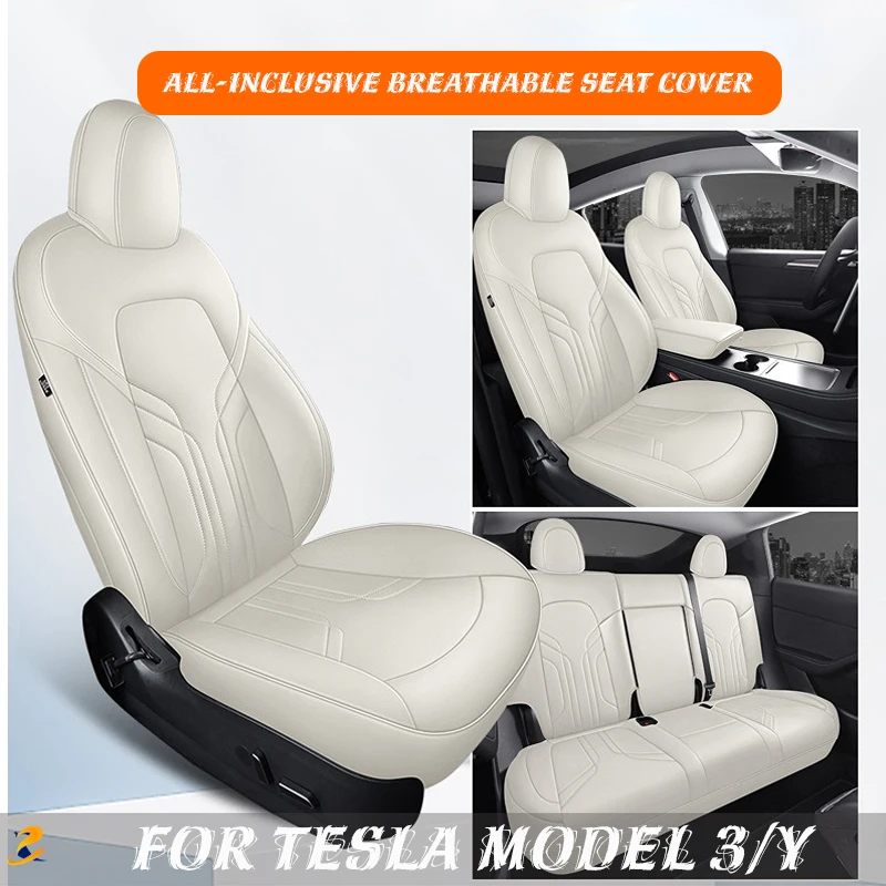 

For Tesla Model 3/Y Suitable Seat Cover All-Inclusive Seat Cushion Four Seasons White Seat Cover Breathable 2023 Accessories