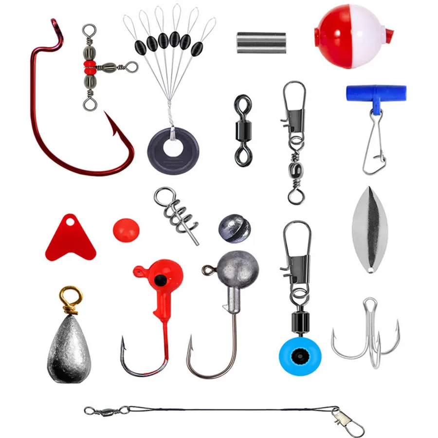 Fishing Gear Accessories Set Hook Fish Weights Sinkers Bobbers Float  Saltwater Freshwater Fishing Accessory Combination 263Pcs