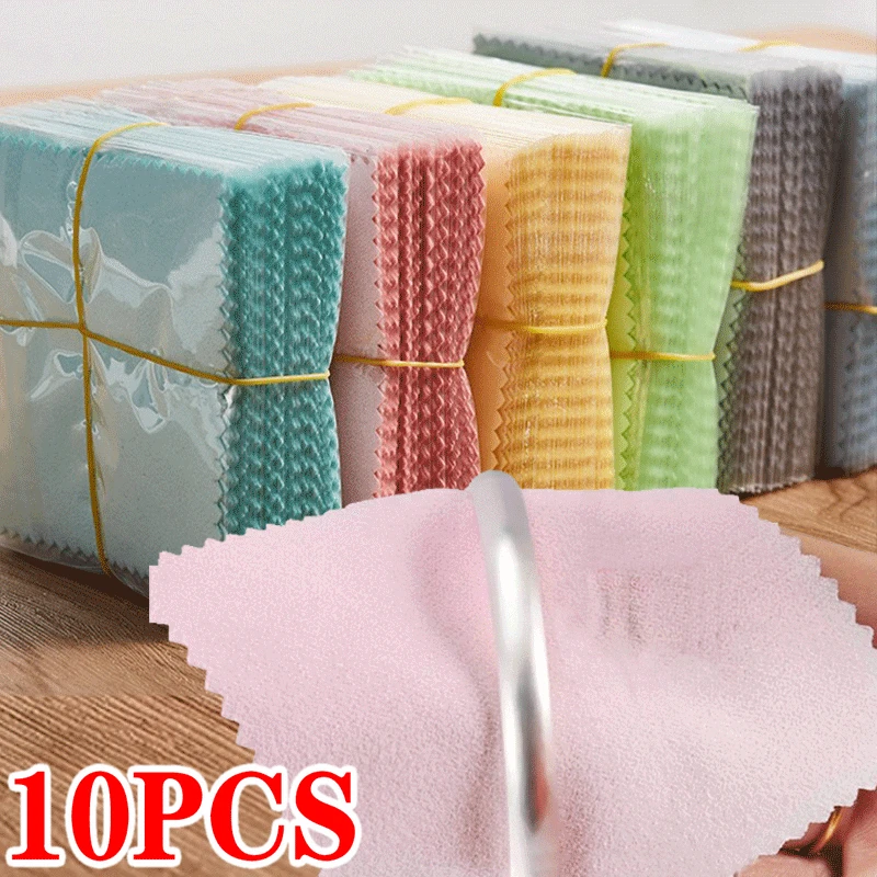 

10Pcs Sterling Silver Polishing Cloth Silver Color Cleaning Cloths With Individually Package Soft Clean for Jewelry Tool