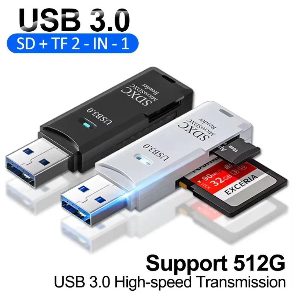 카드 리더 USB 3.0 2.0 마이크로 SD TF 메모리 카드 리딩 어댑터 고속 2 IN 1 카드 리더 전화기 PC 노트북 액세서리 빠른 납품 4-6 일 도착
