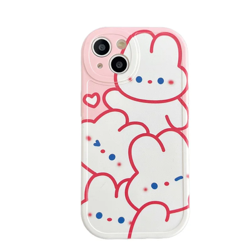 Cute Bunny Bear Phone Case for iPhone 11 Pro Max Apple 12 13 14 New Silicone Back Covers