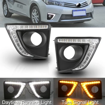 Auto LED Luce di marcia diurna per Toyota Corolla Altis 2014 2015 2016 2017 Luce diurna Bianca Indicatore di direzione Giallo Lampada fendinebbia